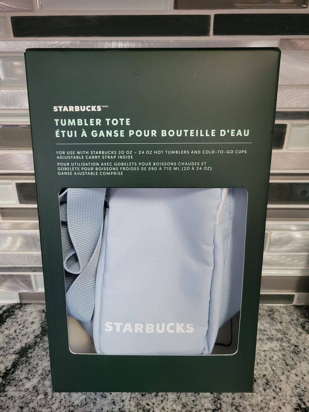 Starbucks Light Blue Tumbler Tote with White Logo
